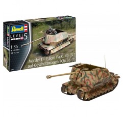 Revell 03292 03292-FCM 36 Base 1:35의 Marder I 전문가용 오리지널 모델 키트에 충실, 도색되지 않음