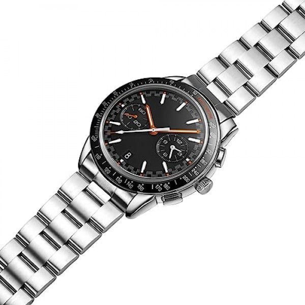 Juntan 스테인레스 스틸 곡선 솔리드 엔드 테이퍼 20mm 22mm 시계 밴드 금속 시계 스트랩 팔찌 배포 더블 FlipLock 버클 실버 블랙