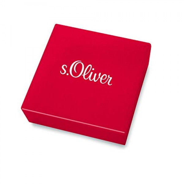 s.Oliver 2031473 여성용 귀걸이 스테인레스 스틸, 합성 지르코니아 0.8 cm 실버 들어있음 주얼리 선물 상자, 스테인레스 스틸, 큐빅 지르코니아