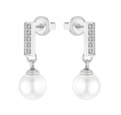 s.Oliver 2031473 여성용 귀걸이 스테인레스 스틸, 합성 지르코니아 0.8 cm 실버 들어있음 주얼리 선물 상자, 스테인레스 스틸, 큐빅 지르코니아