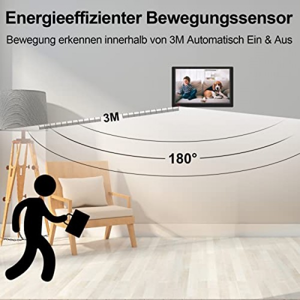 디지털 사진 프레임 10인치, 1920 x 1080P IPS 모션 센서가 포함된 전자 사진 프레임, 사진/음악/비디오 플레이어/달력/알람시계, 자동 켜짐/꺼짐, USB, SD 카드 지원, 벽걸이