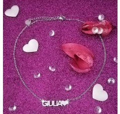 Beloved ❤️ 스틸 네임 펜던트가 있는 여성용 목걸이, 길이 조절 가능, 저자극성, 실버 색상