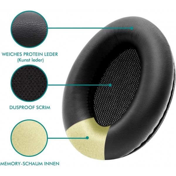 NC25/NC35 소음 차단 헤드폰 블랙과 호환되는 프리미엄 메모리 폼 및 단백질 가죽으로 Srhythm 이어 패드 교체