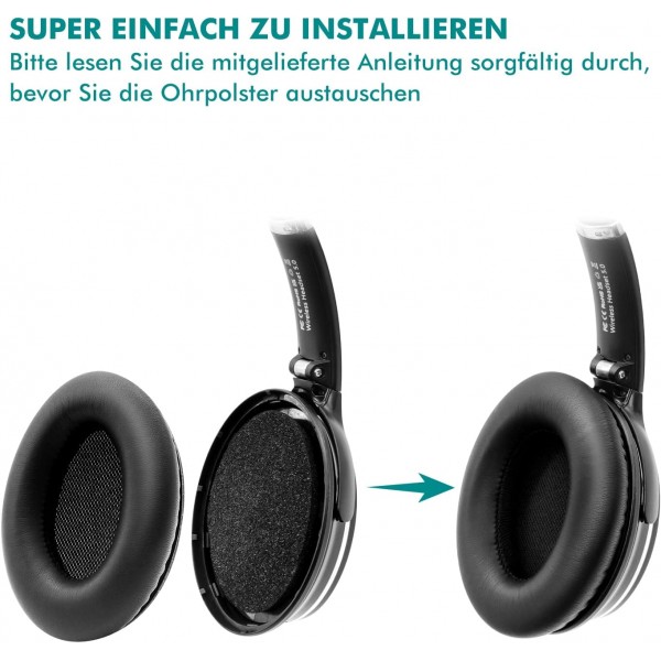 NC25/NC35 소음 차단 헤드폰 블랙과 호환되는 프리미엄 메모리 폼 및 단백질 가죽으로 Srhythm 이어 패드 교체