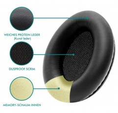 NC25/NC35 소음 차단 헤드폰 블랙과 호환되는 프리미엄 메모리 폼 및 단백질 가죽으로 Srhythm 이어 패드 교체