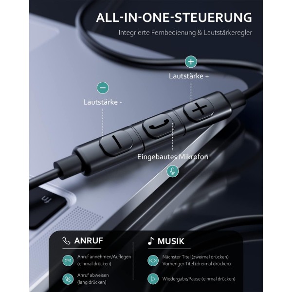 Samsung S23 S22 Ultra S21 S20 A54 A53 A33용 마이크가 있는 USB C 헤드폰, 헤드폰 소음 차단 USB C 헤드셋 인이어 헤드폰 Google Pixel 7 Pro OnePlus 11 Pro iPad 10용 케이블 유형 C 이어폰