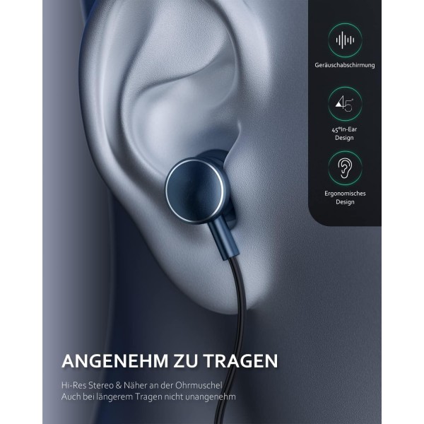 Samsung S23 S22 Ultra S21 S20 A54 A53 A33용 마이크가 있는 USB C 헤드폰, 헤드폰 소음 차단 USB C 헤드셋 인이어 헤드폰 Google Pixel 7 Pro OnePlus 11 Pro iPad 10용 케이블 유형 C 이어폰