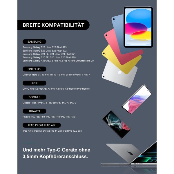 Samsung S23 S22 Ultra S21 S20 A54 A53 A33용 마이크가 있는 USB C 헤드폰, 헤드폰 소음 차단 USB C 헤드셋 인이어 헤드폰 Google Pixel 7 Pro OnePlus 11 Pro iPad 10용 케이블 유형 C 이어폰