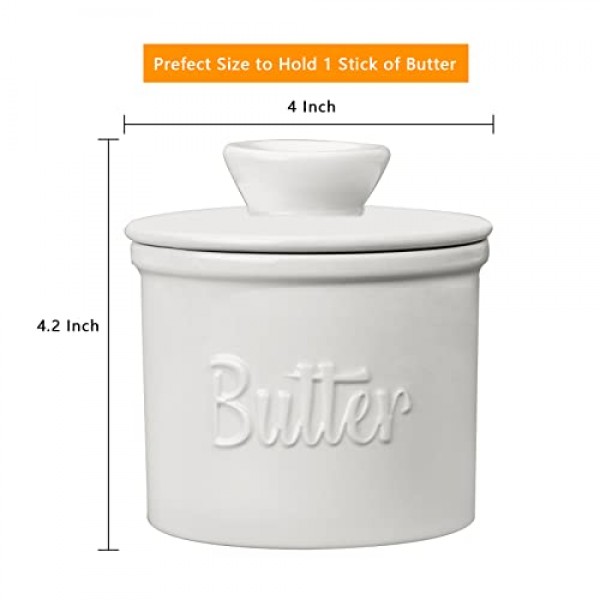 버터 크록(Butter Crock), 카운터용 물 라인이 있는 프랑스 버터 키퍼, 칼이 달린 오리지널 도자기 버터 접시. 추수감사절, 크리스마스, 어머니날을 위한 선물, JSHKY. (색상: