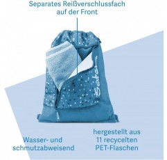 지퍼 수납공간이 있는 소녀 및 소년용 새치 스포츠 가방 체육관 가방, 12리터, 배낭은 한 사이즈 고정 가능 Betty Blue - 파란색