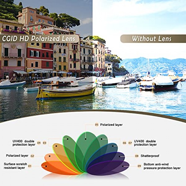 CGID 스몰 레트로 빈티지 선글라스 레논에서 영감을 받은 여성용 남성용 E01 원형 금속 프레임 편광, 45mm, 블랙, 그레이