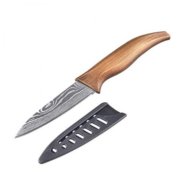 Wolf War 매트 블랙 티타늄 도금 스테인리스 스틸 주방 나이프 세트, 셰프 주방 나이프 세트 전문가용(8 셰프 나이프, 7 유틸리티 나이프, 5 과일 나이프, 3.5 패링 나이프, 