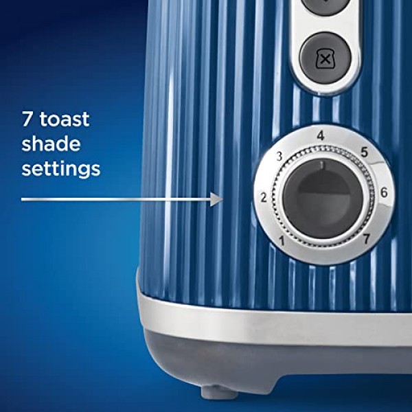 Oster® 레트로 2슬라이스 토스터(퀵 체크 레버 포함), 매우 넓은 슬롯, Impressions Collection, 블루