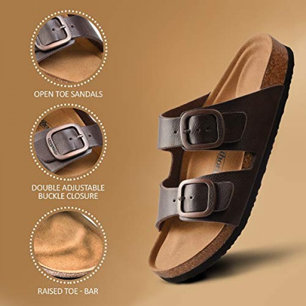 AEROTHOTIC Womens 캐주얼 패션 조절 가능한 버클 운동 메모리 폼 쿠션 미끄럼 방지 정형 외과 편안한 아치 지지대 코르크 풋베드 슬라이드 샌들