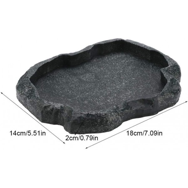 Yosoo Health Gear 식품그릇 바위장식 물그릇 물그릇 파충류&양서류용 테라리움 그릇 거북이 물그릇 식품그릇 파충류 피더(Dark Green M.)