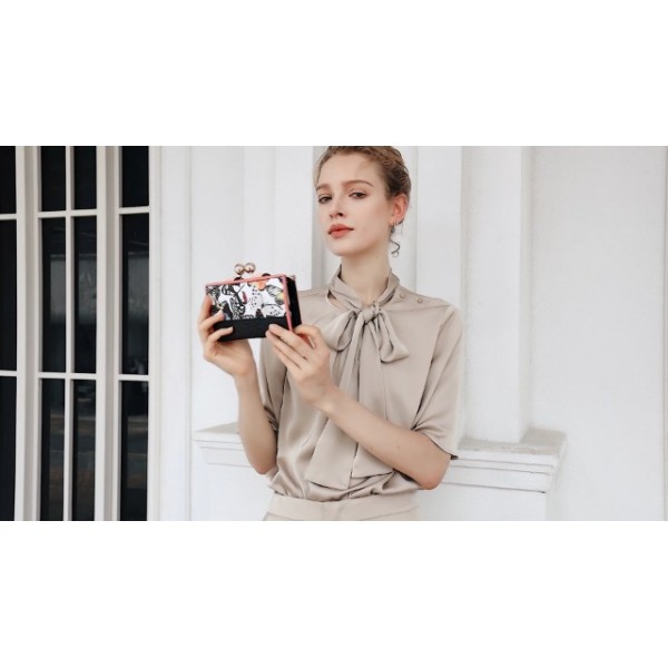 AFKOMST 여성용 지갑 여성용 지갑 여성용 대용량 장지갑(카드 슬롯 10개, 카드 홀더 및 중앙에 잠금 장치가 있는 동전 지갑), 02A-Black2