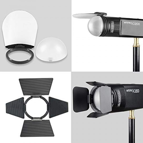 GODOX H200R 링 플래시 헤드 + AK-R1 Godox AD200 포켓 플래시용 액세서리 키트(디퓨저 볼, 컬러 필터, 허니 콤, 스누트, 헛간 도어 및 H200R 원형 플래시 헤드)(H200R+AK-R1)