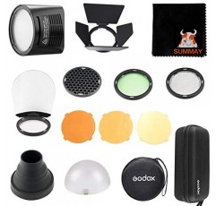 GODOX H200R 링 플래시 헤드 + AK-R1 Godox AD200 포켓 플래시용 액세서리 키트(디퓨저 볼, 컬러 필터, 허니 콤, 스누트, 헛간 도어 및 H200R 원형 플래시 헤드)(H200R+AK-R1)