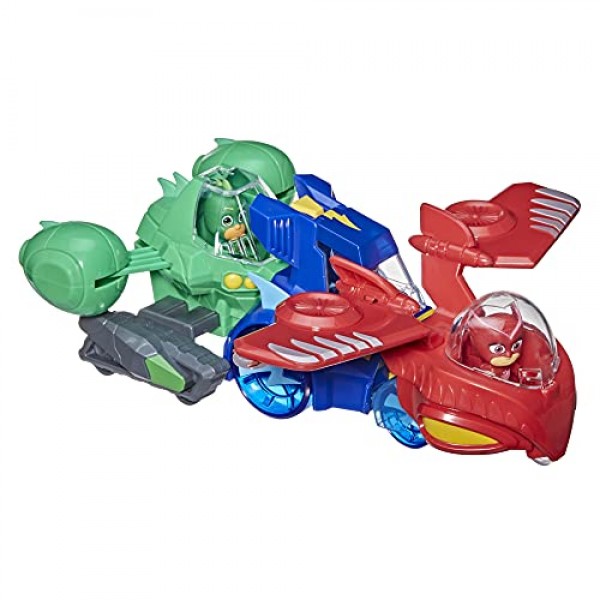 PJ Masks 3-in-1 Combiner Jet 유치원 장난감, PJ Masks 장난감 세트, PJ 마스크 3개 연결 자동차 및 3세 이상 어린이를 위한 액션 피규어 3개 포함 Frustration Free Preschool Toy