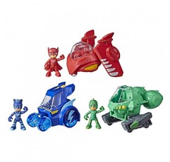 PJ Masks 3-in-1 Combiner Jet 유치원 장난감, PJ Masks 장난감 세트, PJ 마스크 3개 연결 자동차 및 3세 이상 어린이를 위한 액션 피규어 3개 포함 Frustration Free Preschool Toy