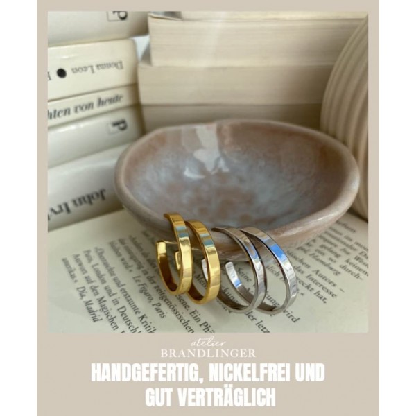 Brandlinger ® 스테이트먼트 후프 귀걸이 925 스털링 실버 주얼리 여성용 주얼리 18 캐럿(은 및 금) 여성 및 소녀용. 후프 이어링의 직경은 27.5mm입니다.