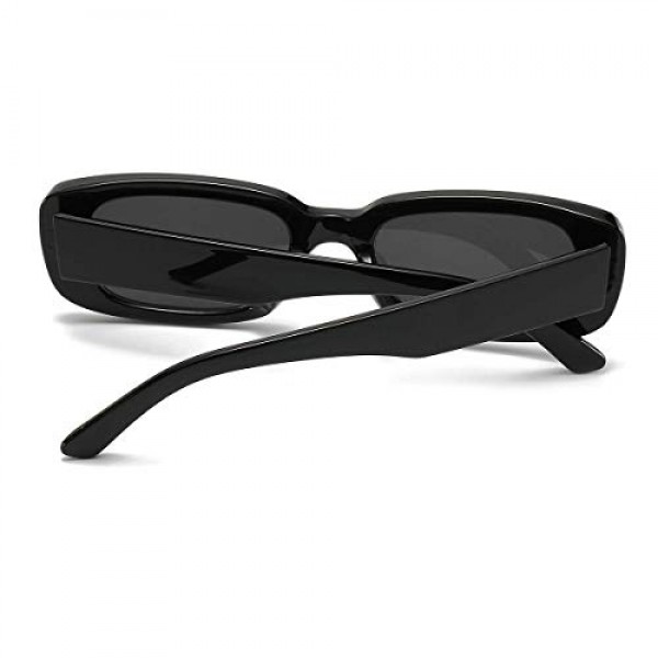 Dollger 직사각형 선글라스 여성 남성 자외선 차단 선글라스 빈티지 슬림 안경 블랙 선글라스 여성 90년대 안경 여행, 운전, 낚시, 파티