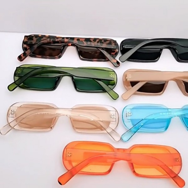 Dollger 직사각형 선글라스 여성 남성 자외선 차단 선글라스 빈티지 슬림 안경 블랙 선글라스 여성 90년대 안경 여행, 운전, 낚시, 파티