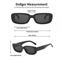 Dollger 직사각형 선글라스 여성 남성 자외선 차단 선글라스 빈티지 슬림 안경 블랙 선글라스 여성 90년대 안경 여행, 운전, 낚시, 파티