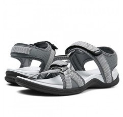 MEGNYA 여성용 경량 미끄럼 방지 샌들, 조절 가능한 후크 및 루프 스트랩이 있는 여름 외부 하이킹 샌들