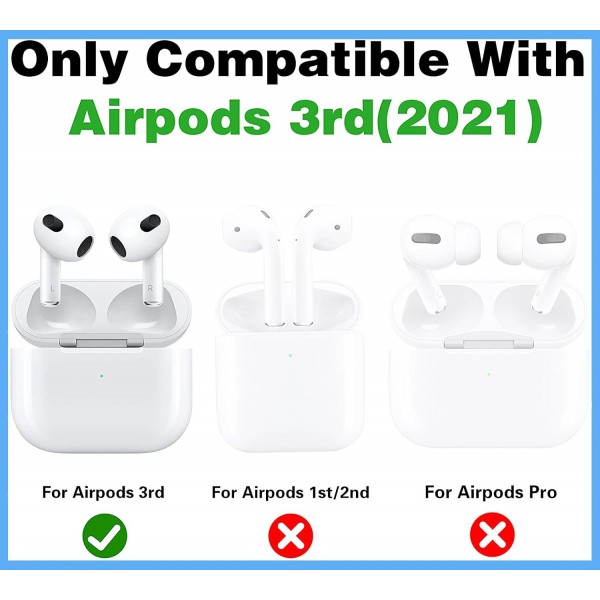 3D Airpods 3 보호 케이스, Airpods 상자용 장식 케이스, Apple Airpods 3와 호환 가능, 실리콘 케이스 Airpods(슈 블루)