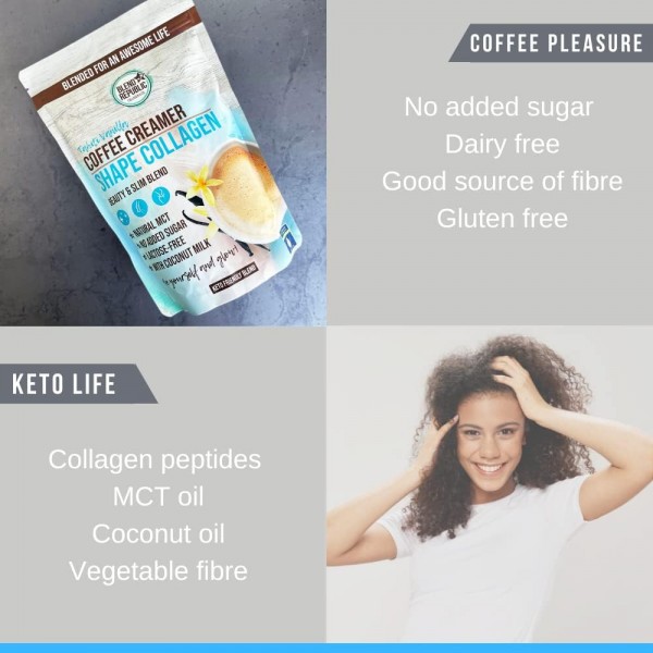 케토제닉 영양을 위한 콜라겐 함유 케토 커피 크리머 - 무설탕 ⍟ 생리활성 콜라겐 펩타이드 I/III형 케토 파우더, 코코넛 오일과 MCT 오일이 함유된 콜라겐 파우더 ⍟ 