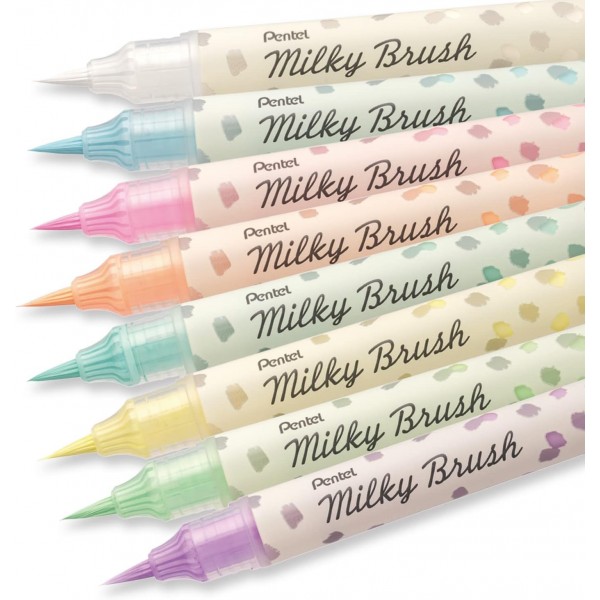 펜텔 XGFH-PSX 밀키 브러쉬, 액상 붓펜, 무광 건조 파스텔 컬러, 파스텔 블루, 블리스터 카드 1장
