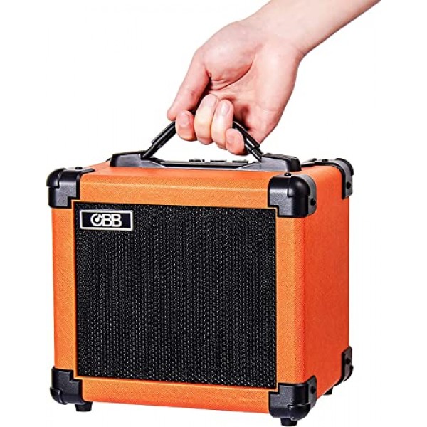 듀얼 전원 블루투스 기타 앰프, 10W 스피커가 장착된 휴대용 일렉트릭 기타 앰프, 게인/베이스/트레블 노브가 포함된 기타 앰프