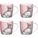 KitchenCraft China 'Rabbit' 배럴 모양 프린트 동물 머그, 차 또는 커피 컵, 전자레인지 및 식기세척기 안전, 425ml - 핑크(4개 세트) POKCMBAR140