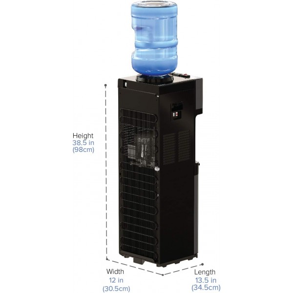 Brio 한정판 탑 로딩 워터 쿨러 디스펜서 - 블랙 스테인리스 스틸 - 냉온수, 어린이 안전 잠금 장치, 3 또는 5갤런 병 보관 - UL/Energy Star 승인