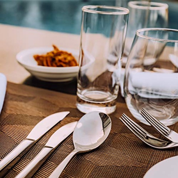 45피스 은식기 식기류 수저 세트 서비스(8개용), 인체공학적 디자인의 크기와 무게로 내구성이 뛰어난 18/0 스테인리스 스틸 식기류, 식기세척기 사용 가능