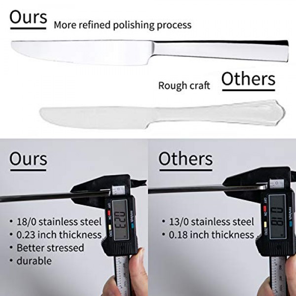 45피스 은식기 식기류 수저 세트 서비스(8개용), 인체공학적 디자인의 크기와 무게로 내구성이 뛰어난 18/0 스테인리스 스틸 식기류, 식기세척기 사용 가능