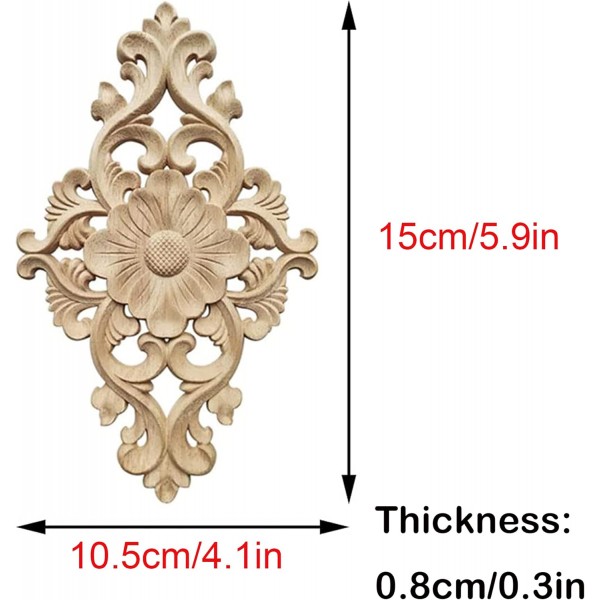 4 조각 나무 조각 코너 Onlay 아플리케 조각 가구 아플리케 조각 장식 아플리케 프레임 장식 벽 장식품 나무 아플리케 장식 Onlay 아플리케 프레임 1510.50.8 cm
