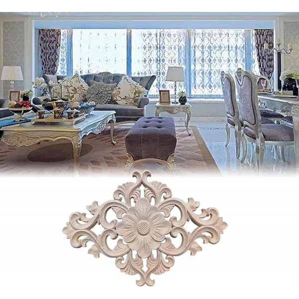 4 조각 나무 조각 코너 Onlay 아플리케 조각 가구 아플리케 조각 장식 아플리케 프레임 장식 벽 장식품 나무 아플리케 장식 Onlay 아플리케 프레임 1510.50.8 cm