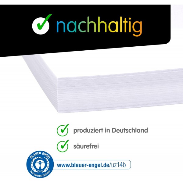 완벽한 ideaz • DIN-A4 색지 100장, 흰색, 130g/m², MADE IN GERMANY, Blue Angel 인증 DIN-A4 / 흰색