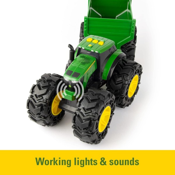 John Deere Kids 736 47353 조명 및 소리 트랙터와 왜건, 빨간색