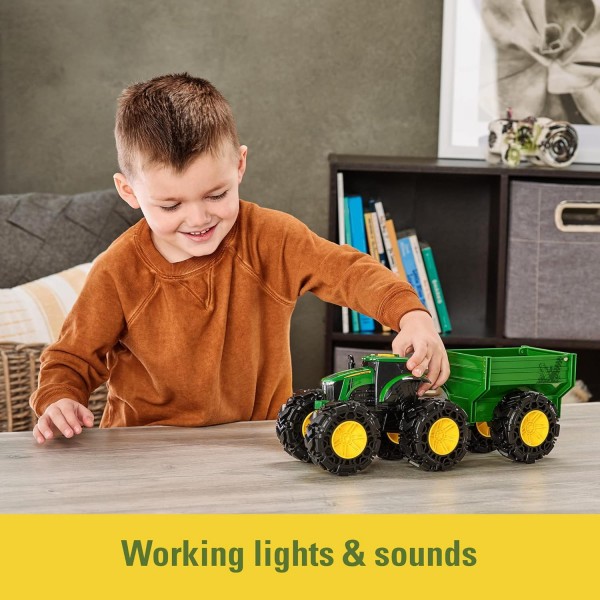 John Deere Kids 736 47353 조명 및 소리 트랙터와 왜건, 빨간색