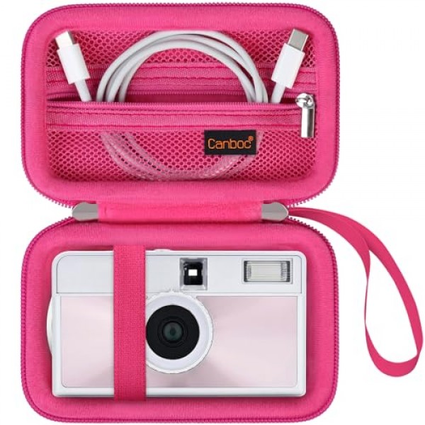 KODAK EKTAR H35/H35N/ M35/ F9/ M38 하프 프레임 필름 카메라용 Canboc 휴대용 여행용 케이스, 포인트 앤 샷 카메라 가방, 필름에 맞는 지퍼 메쉬 포켓, 배터리, USB 케이블, 로즈레