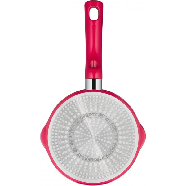 Tefal G80622 Chefclub 스튜 냄비 16 cm + 유리 뚜껑 | 티타늄 논스틱 코팅 | 열 신호 온도 표시기 | 안전한 요리 | 쉬운 청소 | 유도에 적합 | 빨간색