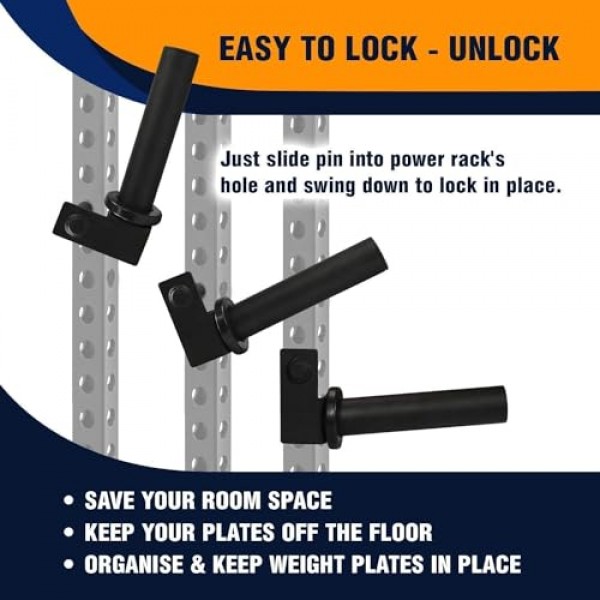 Yes4All 웨이트 플레이트 홀더 부착, 파워 랙용 웨이트 플레이트 보관함 2x2-3x2 - 2인치 웨이트 플레이트에 적합
