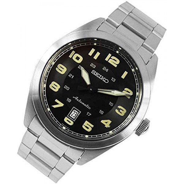 세이코 네오 스포츠 오토매틱 블랙 다이얼 남성용 시계 SRPC85K1