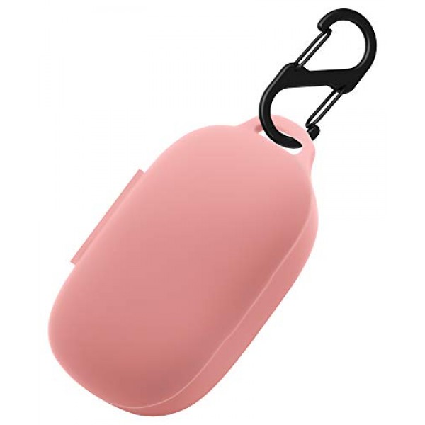 Anker Soundcore Life P2 실리콘 운반 케이스와 호환되는 Geiomoo, 카라비너가 포함된 휴대용 스크래치 충격 방지 커버(핑크색)