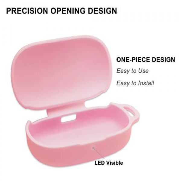 Anker Soundcore Life P2 실리콘 운반 케이스와 호환되는 Geiomoo, 카라비너가 포함된 휴대용 스크래치 충격 방지 커버(핑크색)