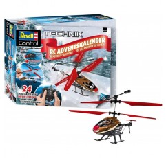 Revell Control 010339091 원격 제어가 있는 RC 헬리콥터 강림절 달력, 2.4GHz, LED 조명, 자이로, 배터리 포함 24일 만에 자체 제작, 원격 조종 헬리콥터, 빨간색
