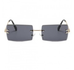 Ggpyyon 남성 및 여성을 위한 직사각형 무테 선글라스, 프레임 없는 선글라스, 여성 및 남성을 위한 복고풍 투명 렌즈, UV400 보호